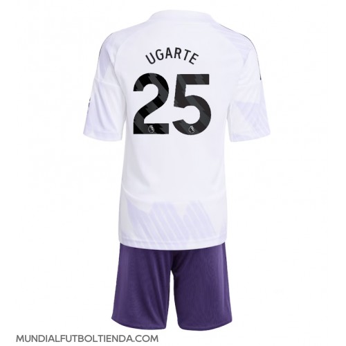 Camiseta Manchester United Manuel Ugarte #25 Segunda Equipación Replica 2025-26 para niños mangas cortas (+ Pantalones cortos)